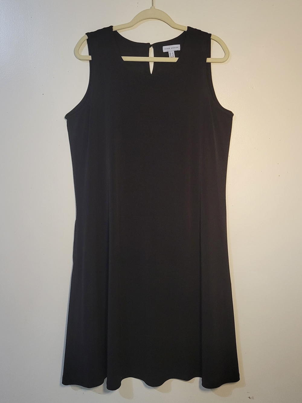 Susan Graver QVC (Women's L) Black Sleeveless A-Line Swing Midi-length Dress
